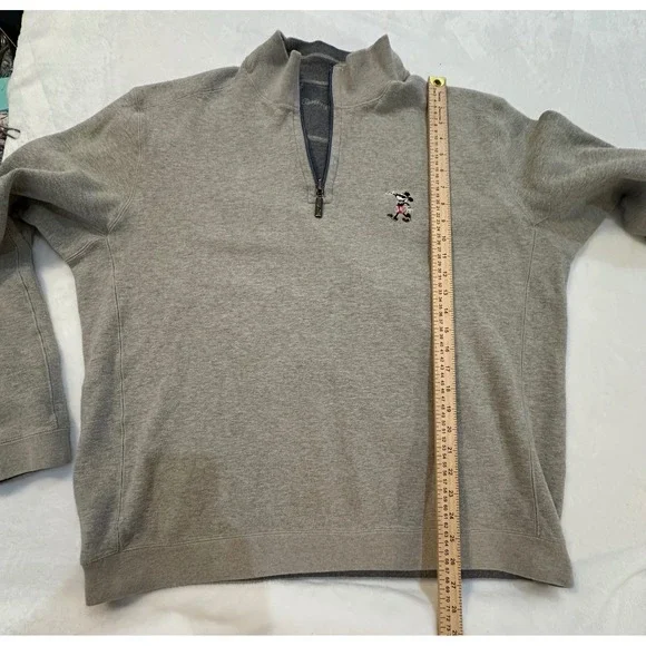 Tommy Bahama Disney Mickey Mouse Mens XXL Quarter Zip Pullover Cotton Beige